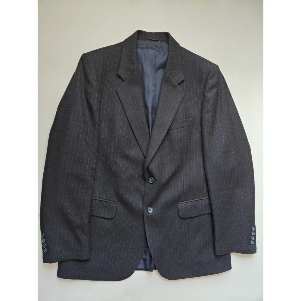 Bespoke 42R Blue Stripe Heavy Wool Blazer Mens 2 Button Sport Coat R603